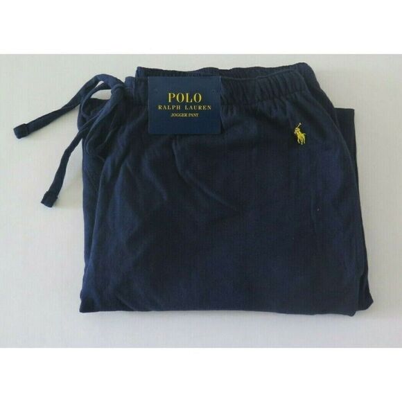 Polo Ralph Lauren Men Sz S L204 Relaxed Fit Navy Blue Cotton Lounge Jogger Pants - Picture 2 of 9